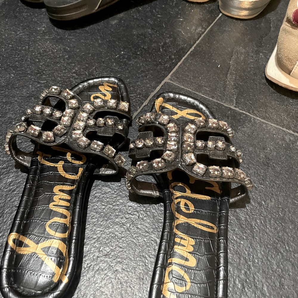 Sam Edelman Black Rhinestone Slides